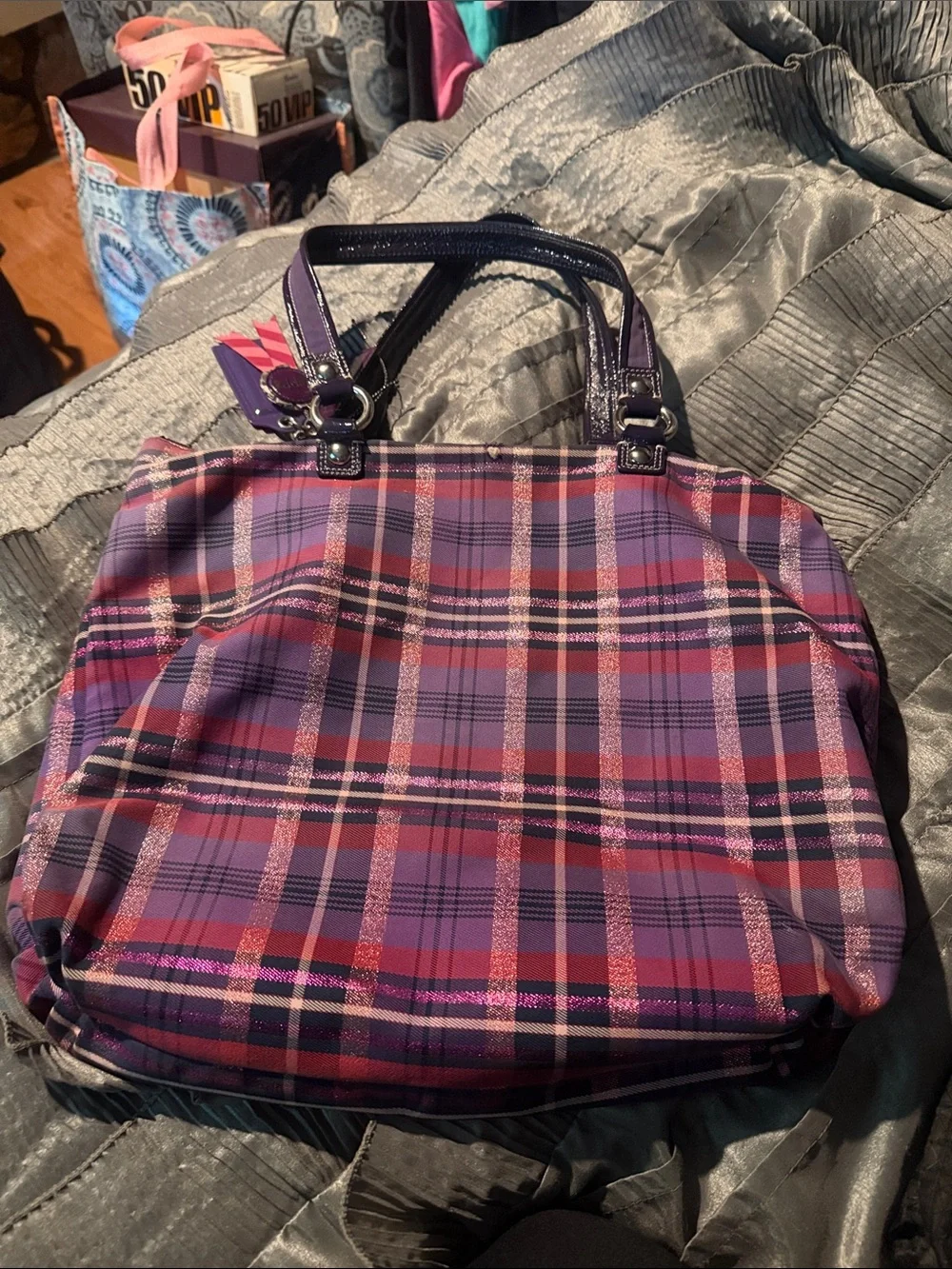 Coach purple plaid